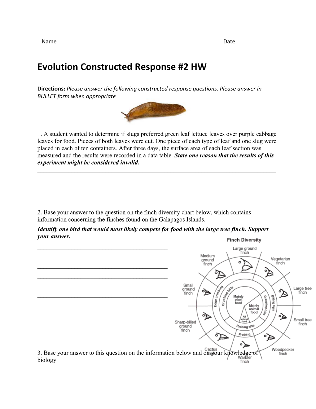 Evolution Constructed Response #2 HW