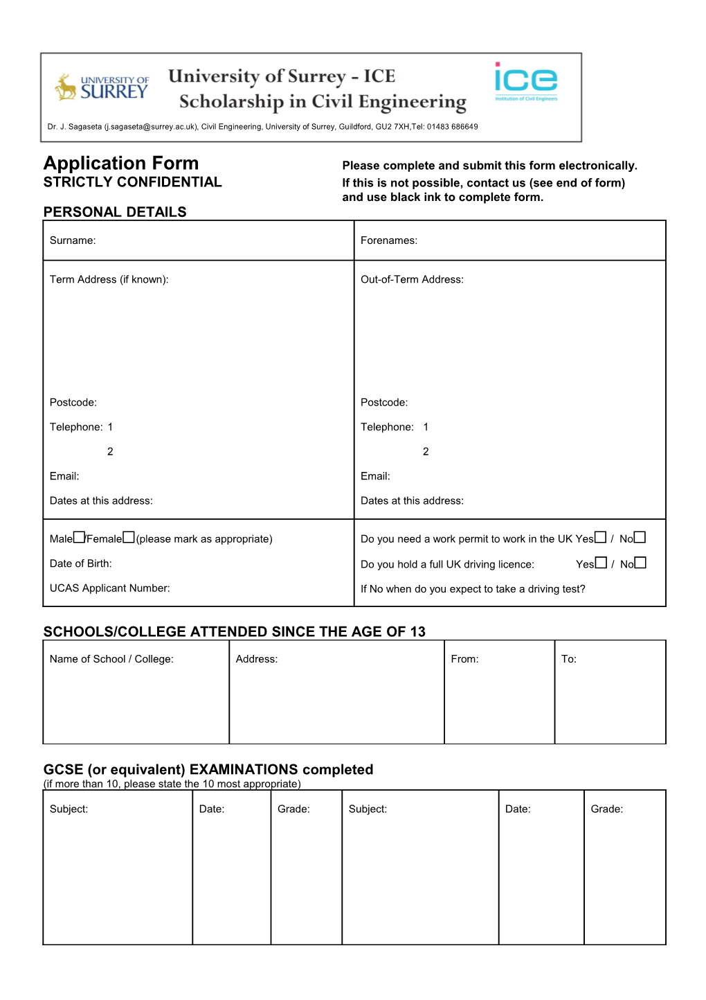 Application Formplease Complete and Submit This Formelectronically