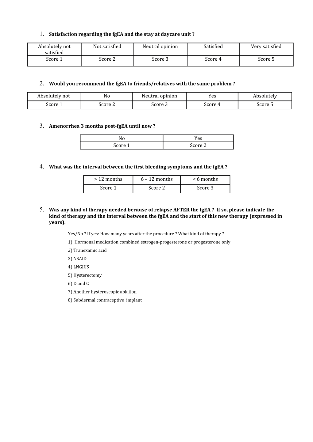 1. Satisfaction Regarding the Fgea and the Stay at Daycare Unit ?