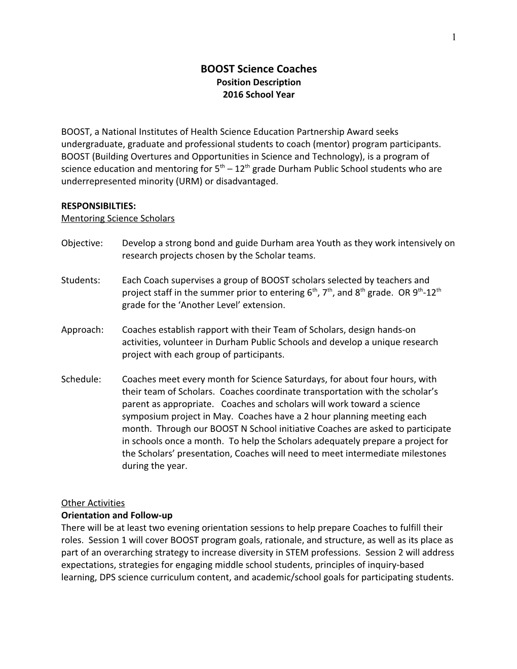 Roles of Science Coaches