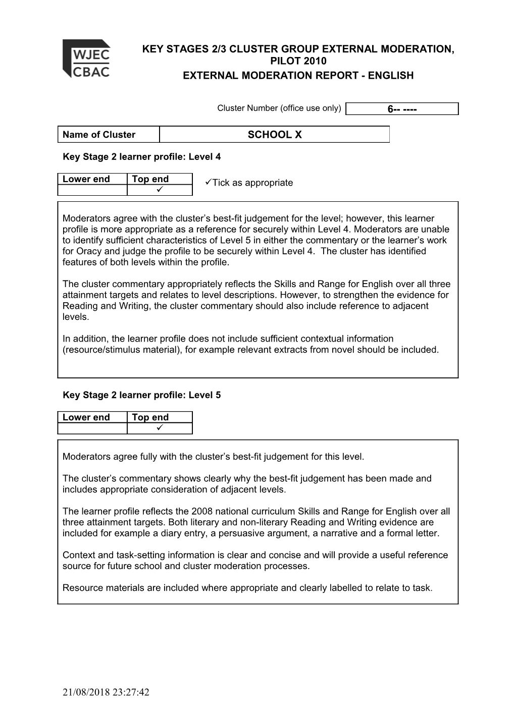 Accreditation of Key Stage 3 Teacher Assessment