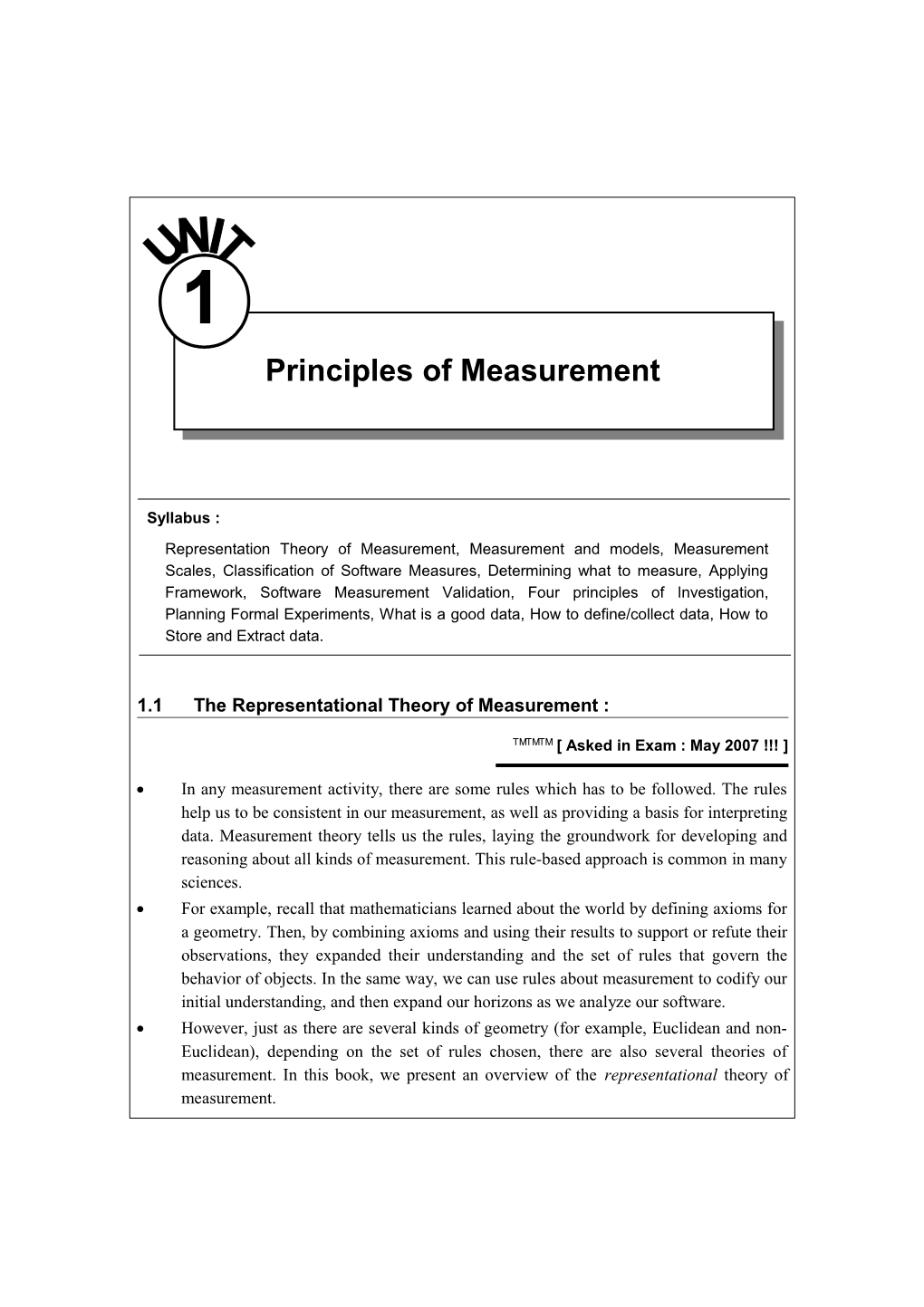 1.1 the Representational Theory of Measurement