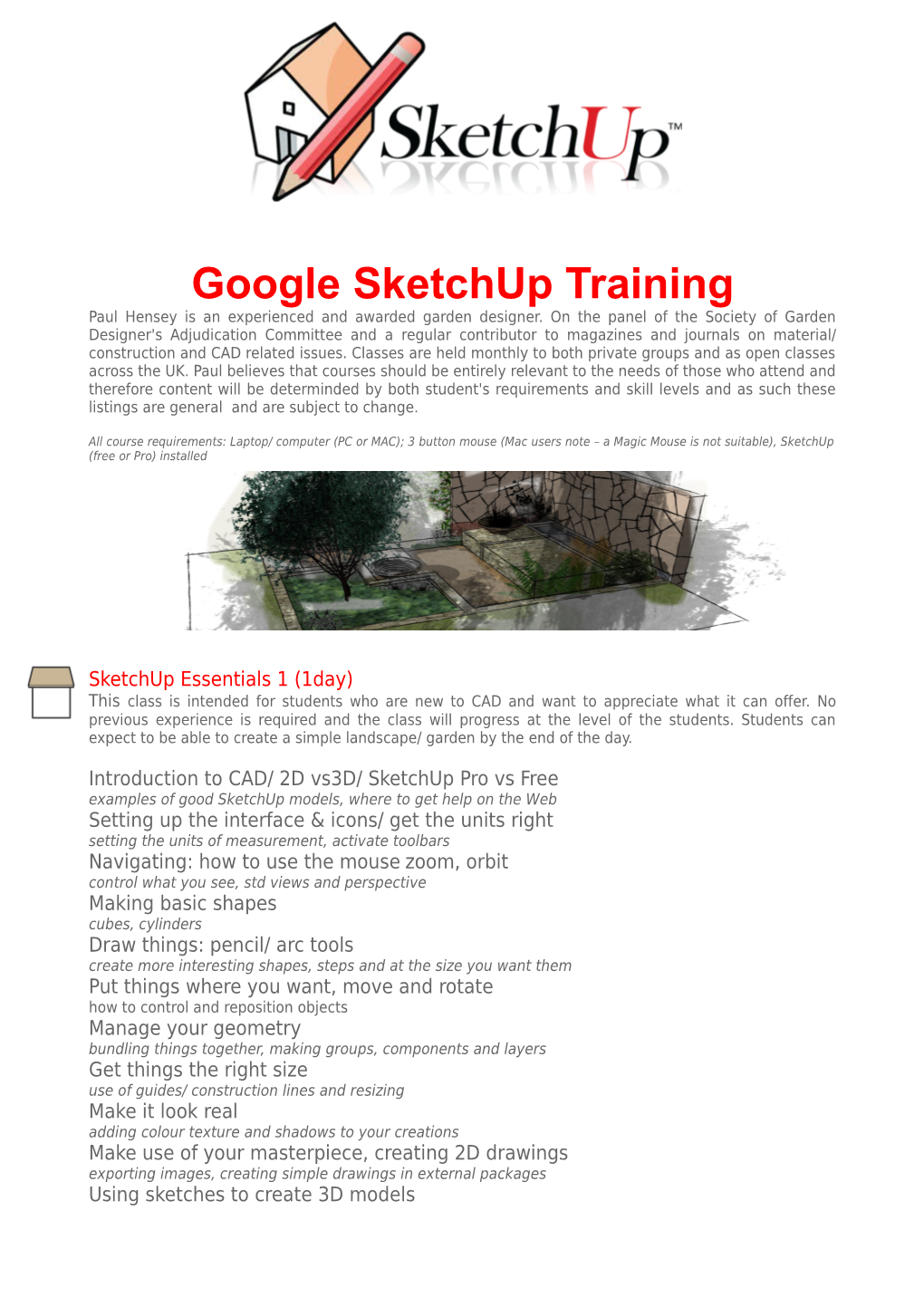 Google Sketchup Training