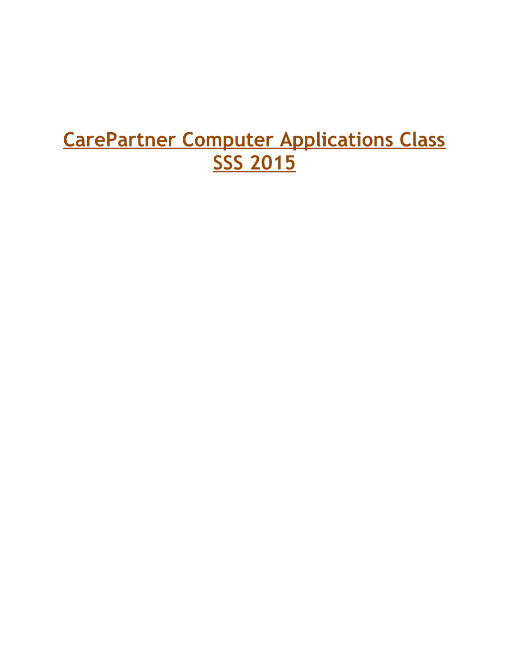 Carepartner Computer Applications Class