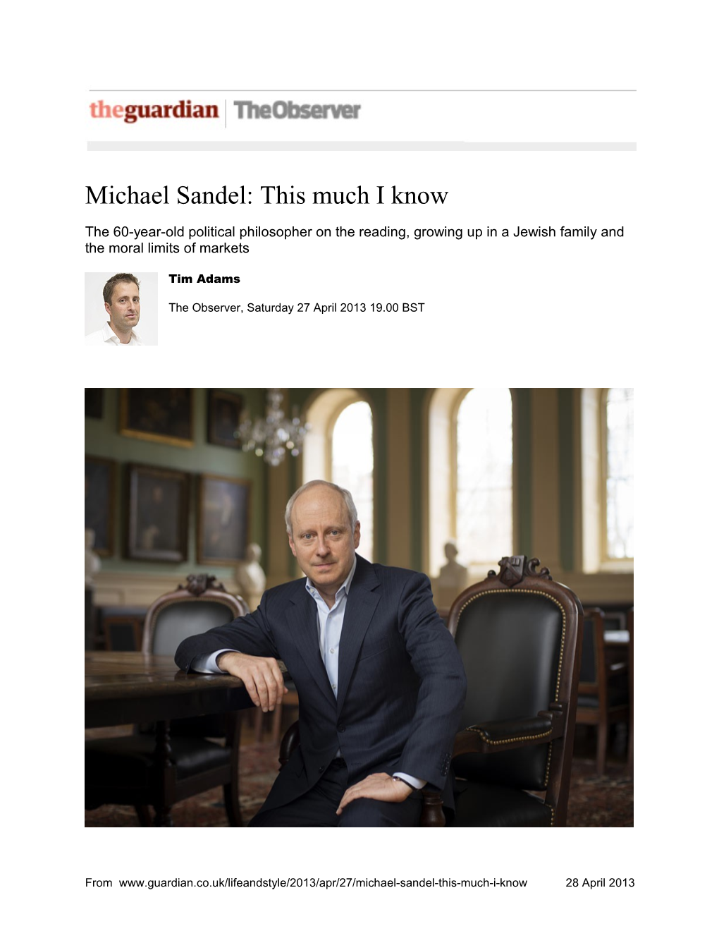 Michael Sandel: This Much I Know