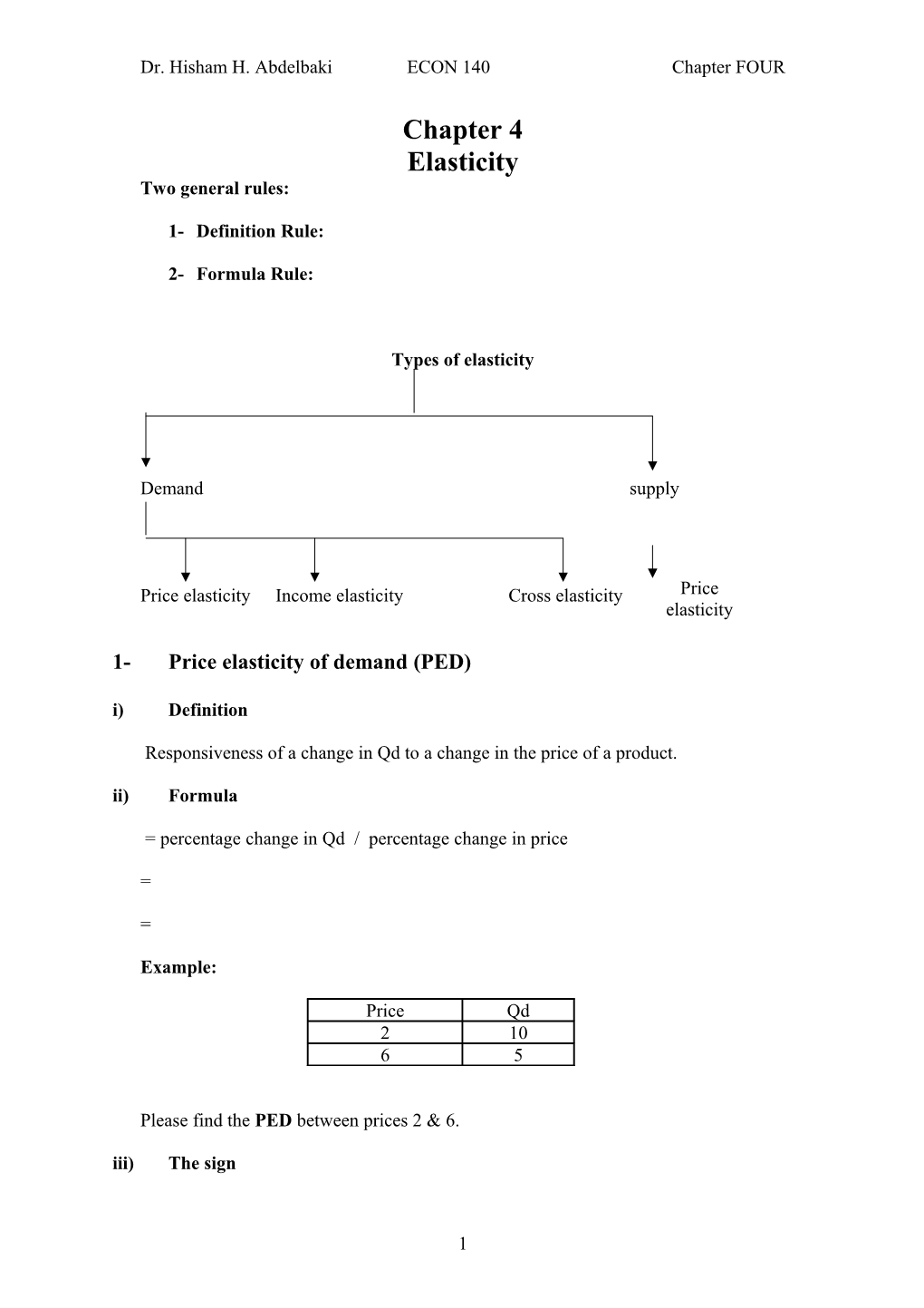 Dr. Hisham H. Abdelbaki ECON 140 Chapter FOUR