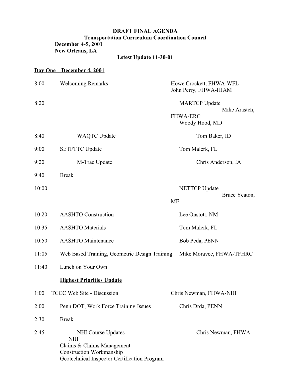 Transportation Curriculum Coordination Council