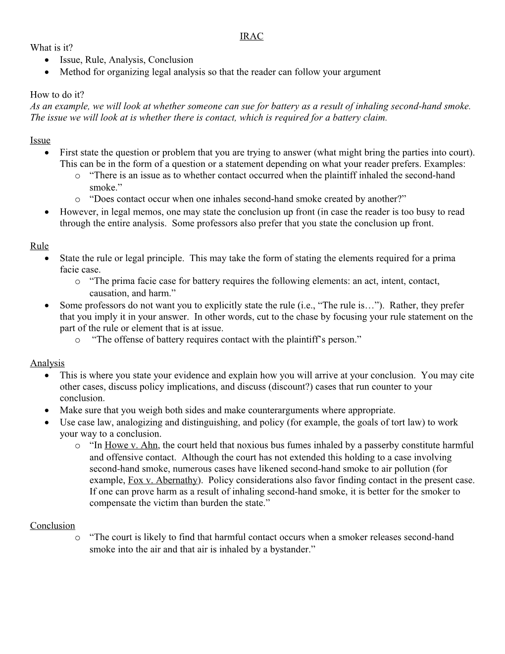 Issue, Rule, Analysis, Conclusion