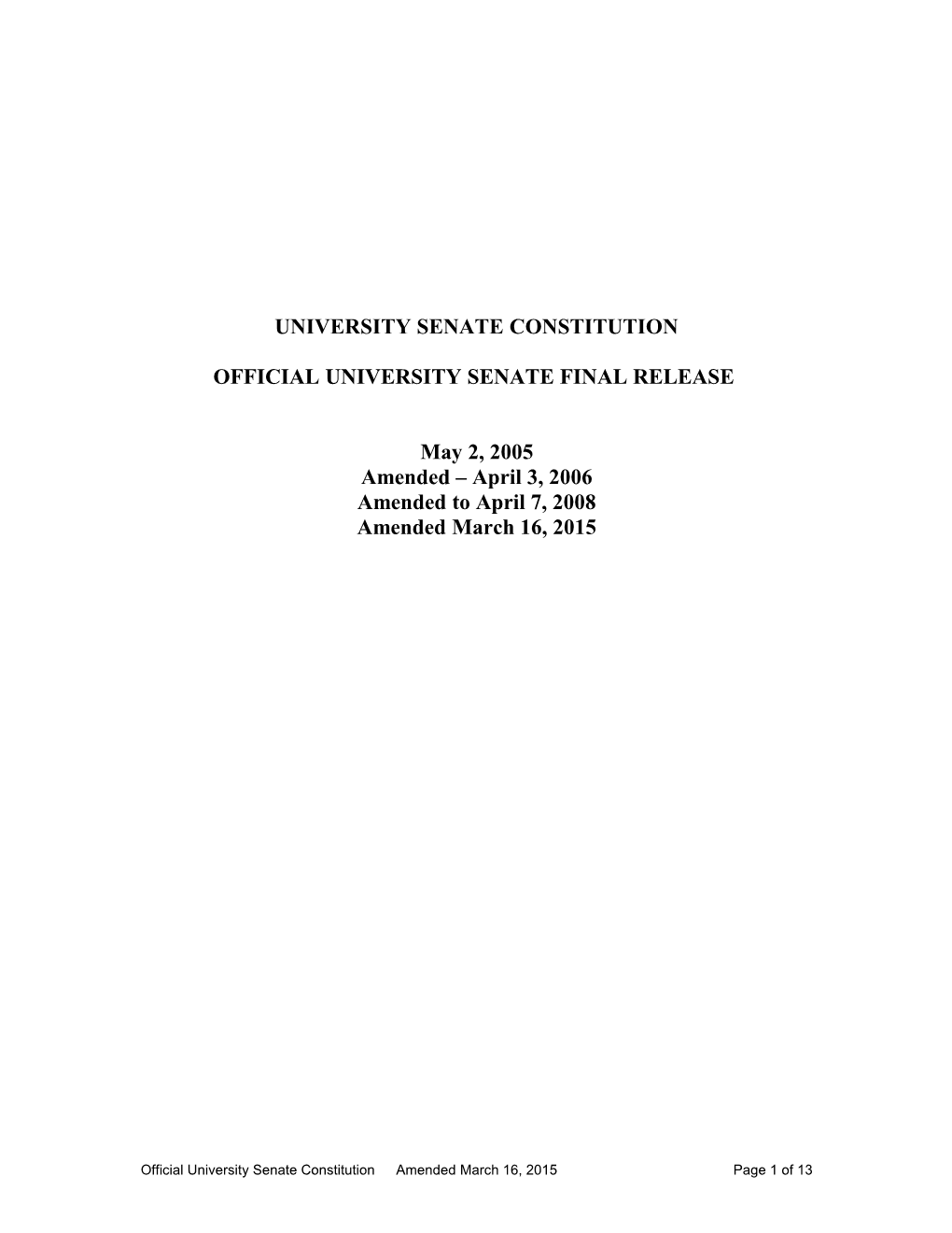 Unofficial University Senate Documents