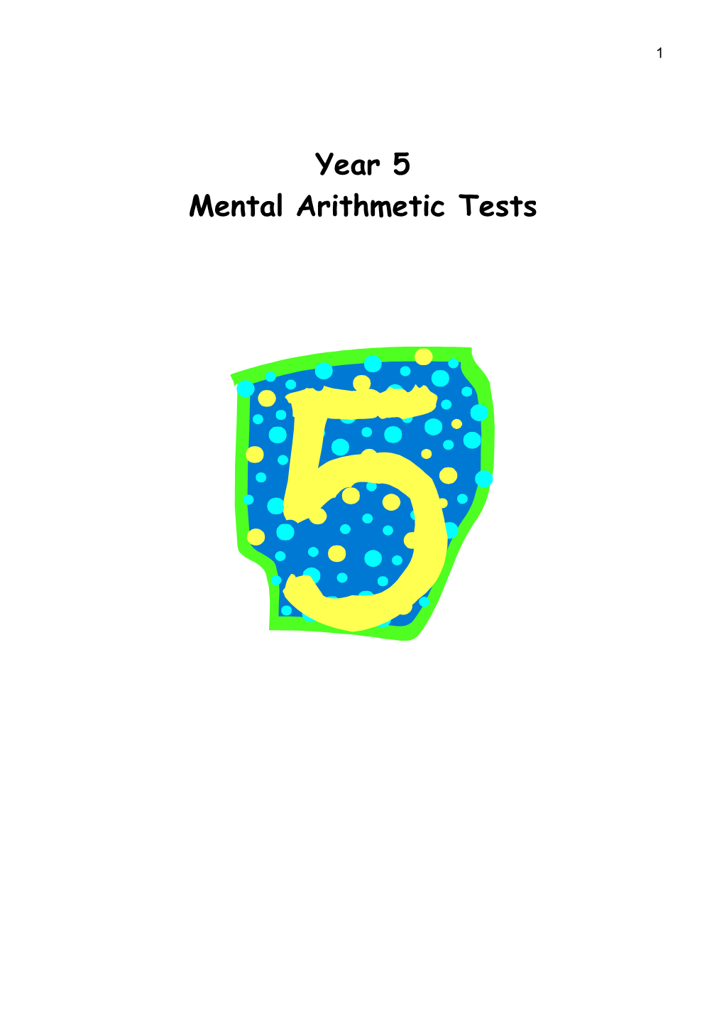 Year Five Mental Arithmetic Test 1