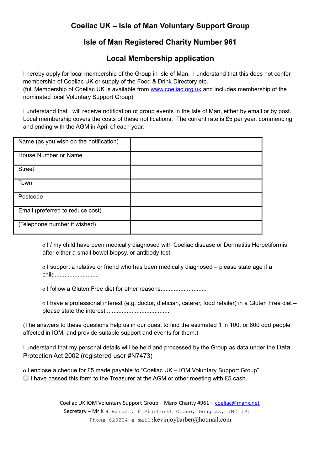 Coeliac UK Isle of Man Voluntary Support Group