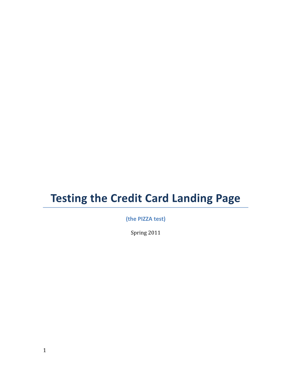 Testing the Credit Card Landing Page