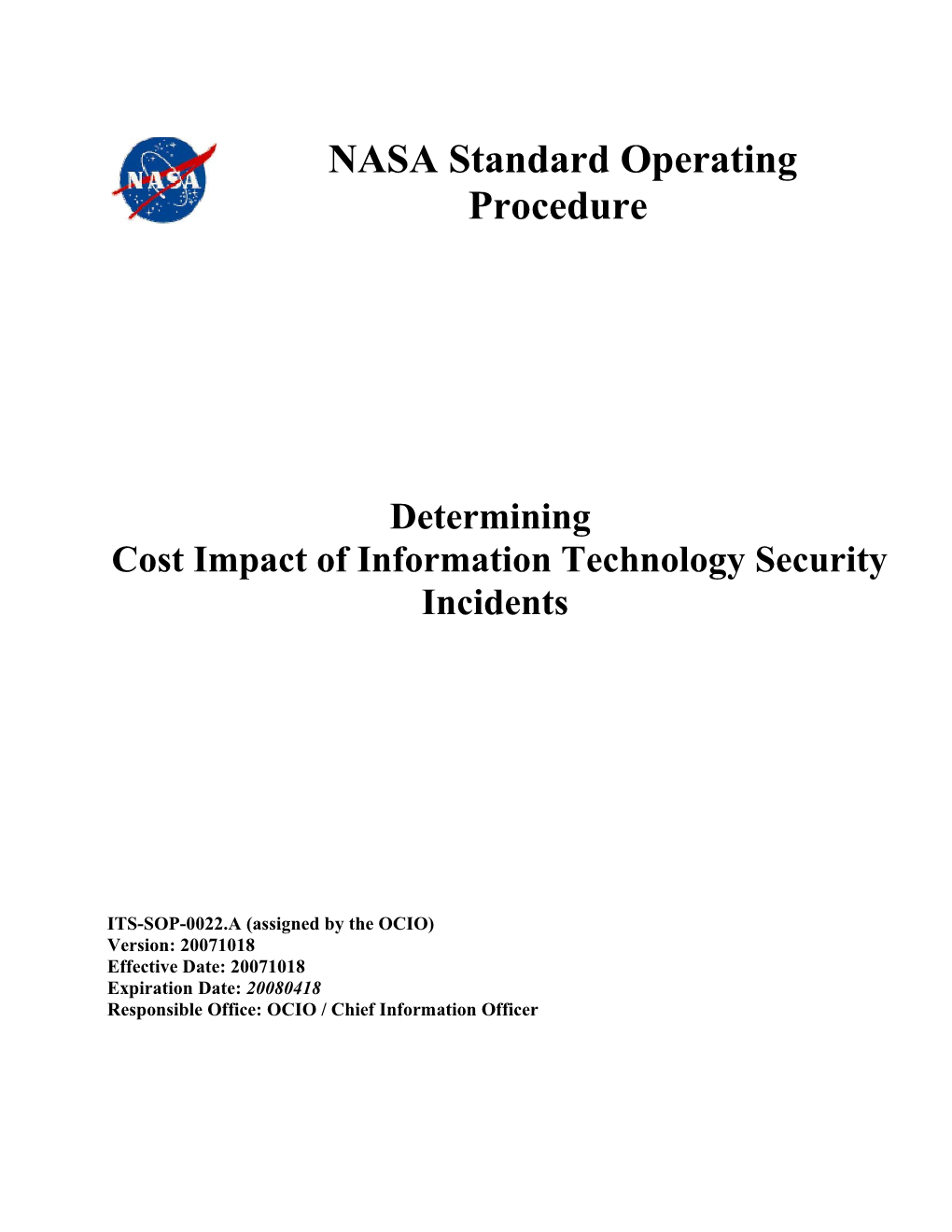 NASA Incident Cost Determination