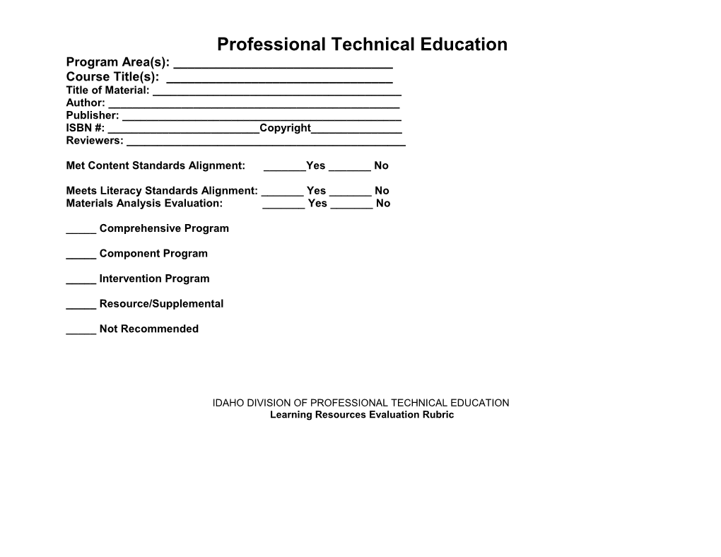 Professional Technical Education s1