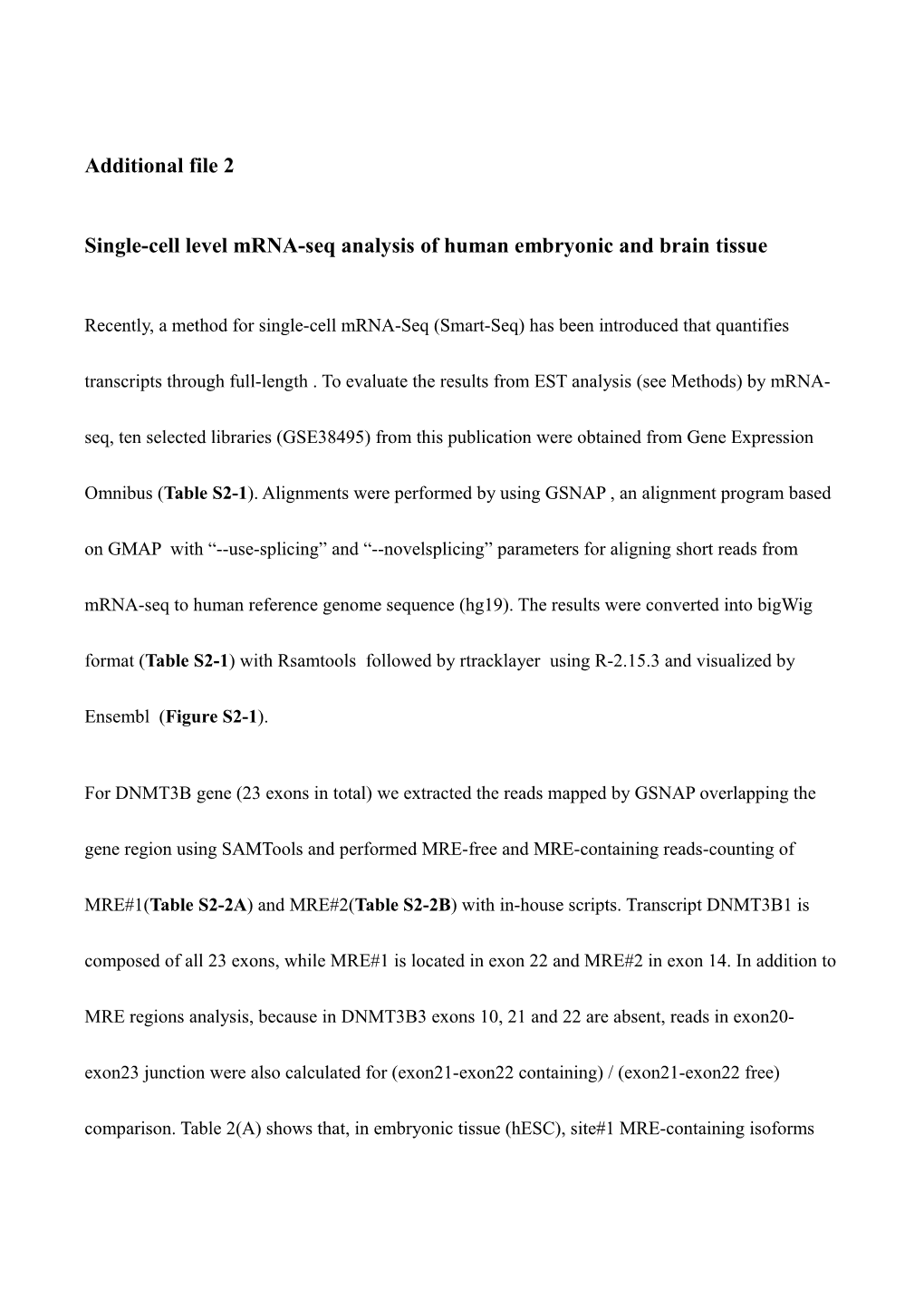 Single-Cell Level Mrna-Seq Analysis of Human Embryonic and Brain Tissue