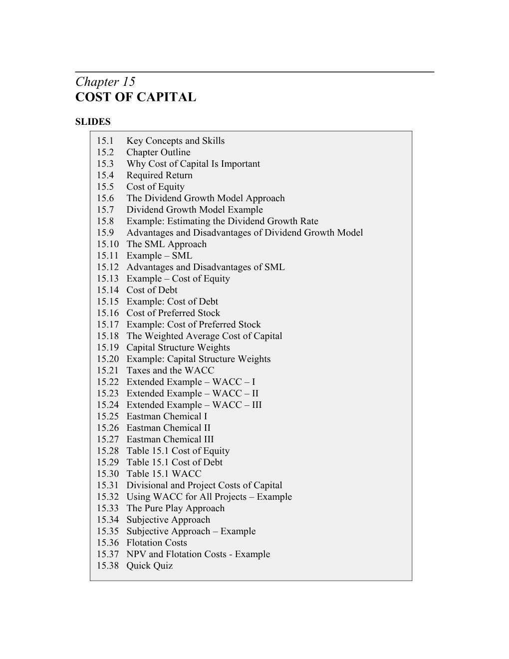 Determining the Cost of Capital (2 Cases)