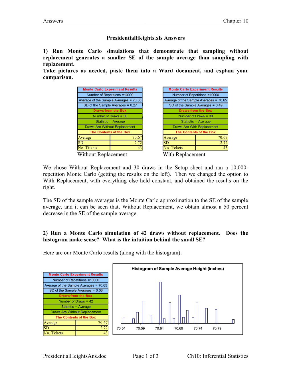 Presidentialheights.Xls Answers