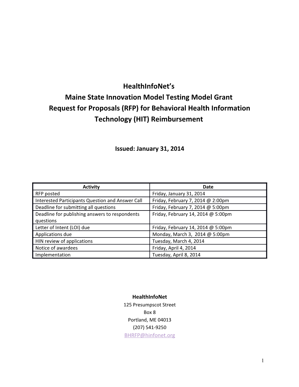 Maine State Innovation Model Testing Model Grant