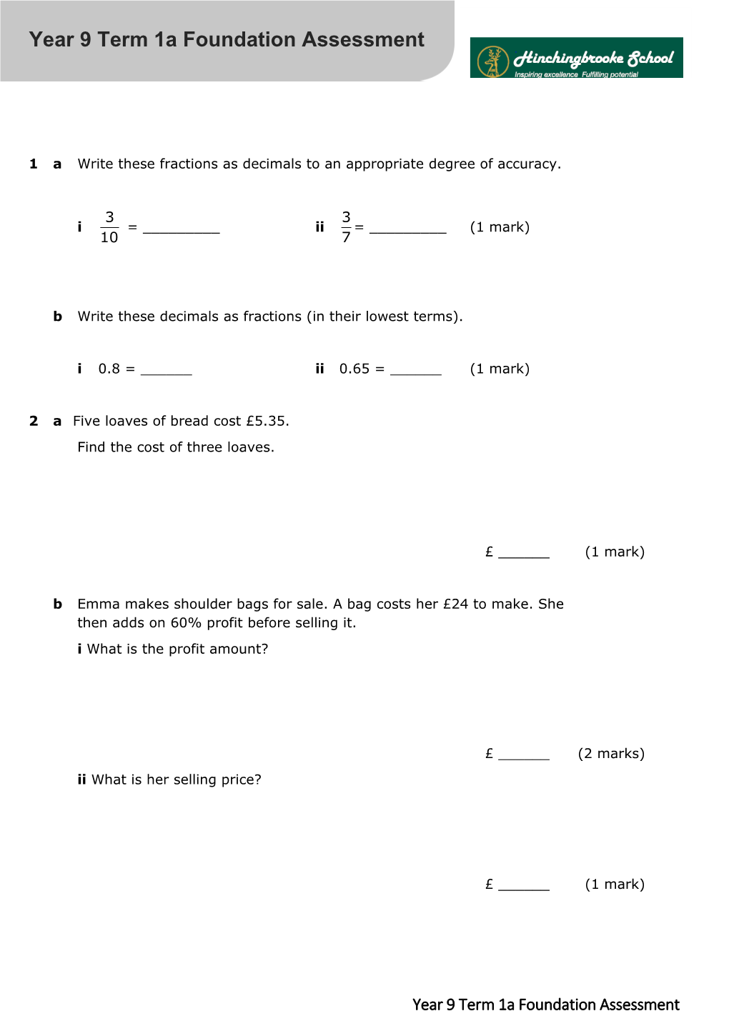 Bwrite These Decimals As Fractions (In Their Lowest Terms)