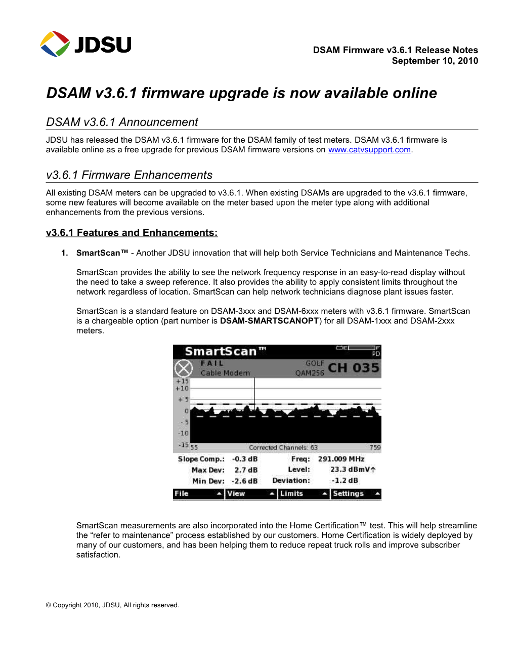 DSAM Firmware V3.6.1 Release Notes