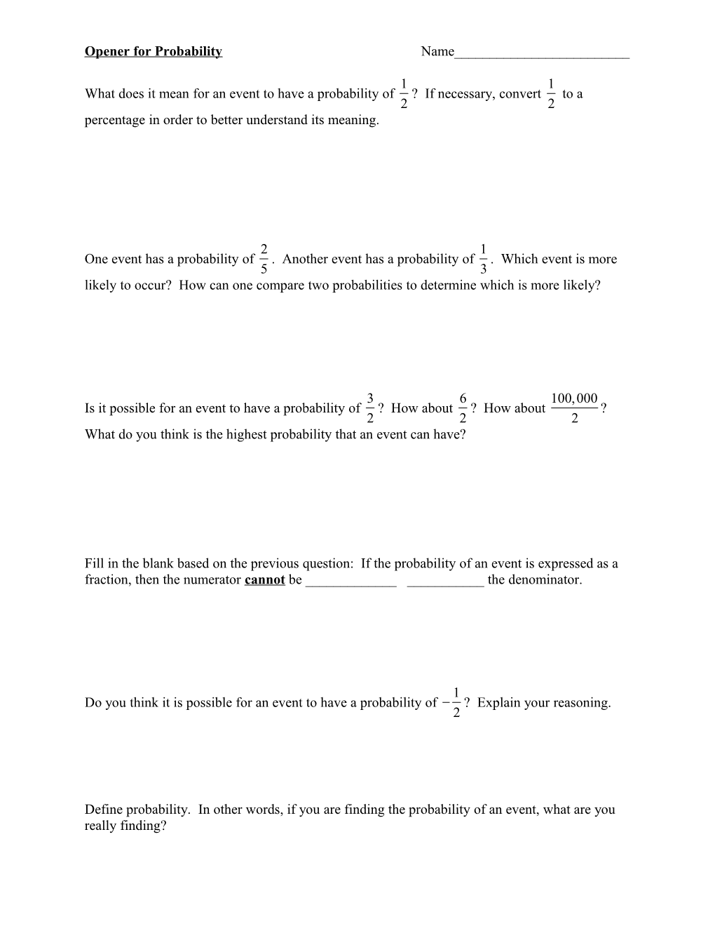 Notes on Simple Probability