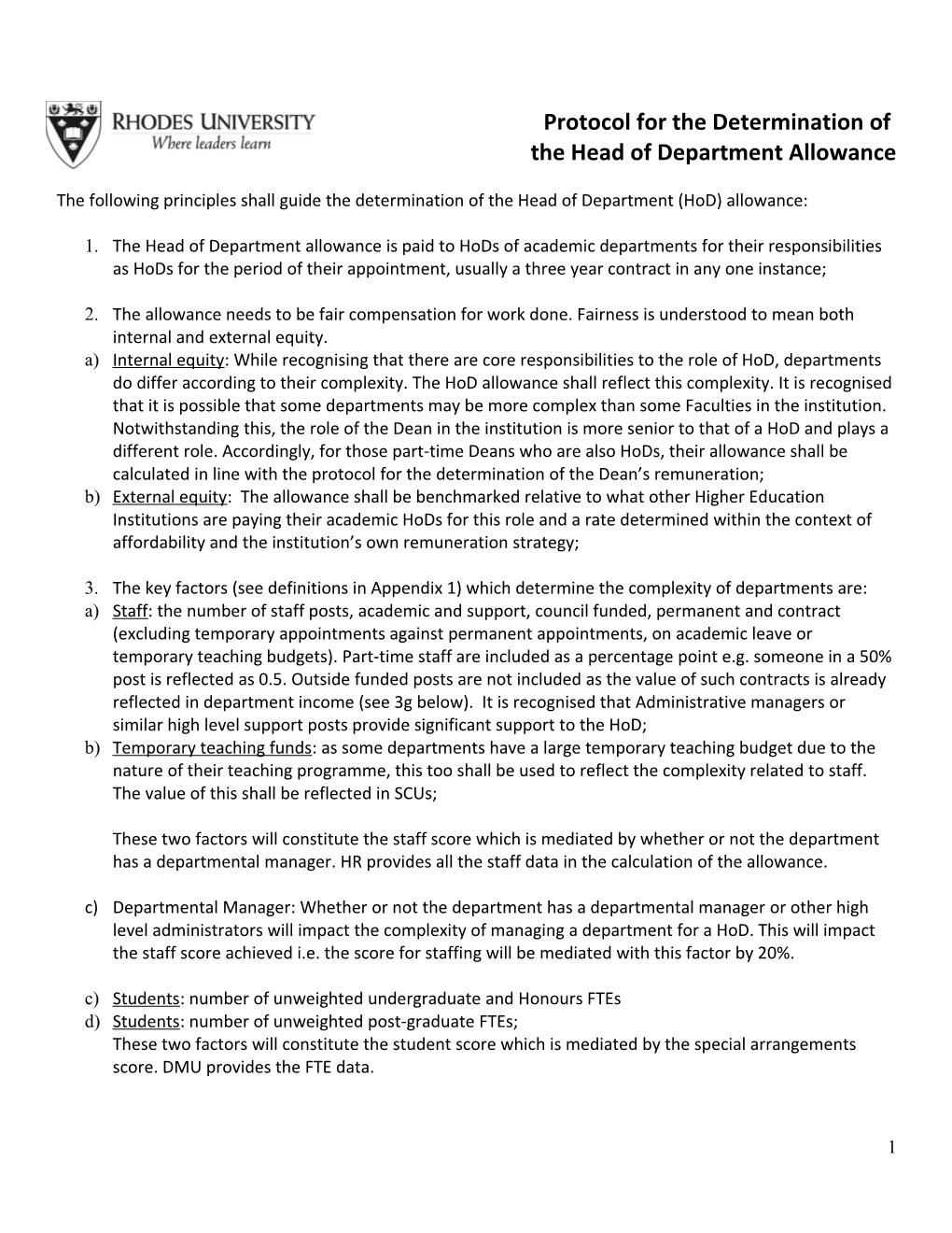 Protocol for the Determination Of