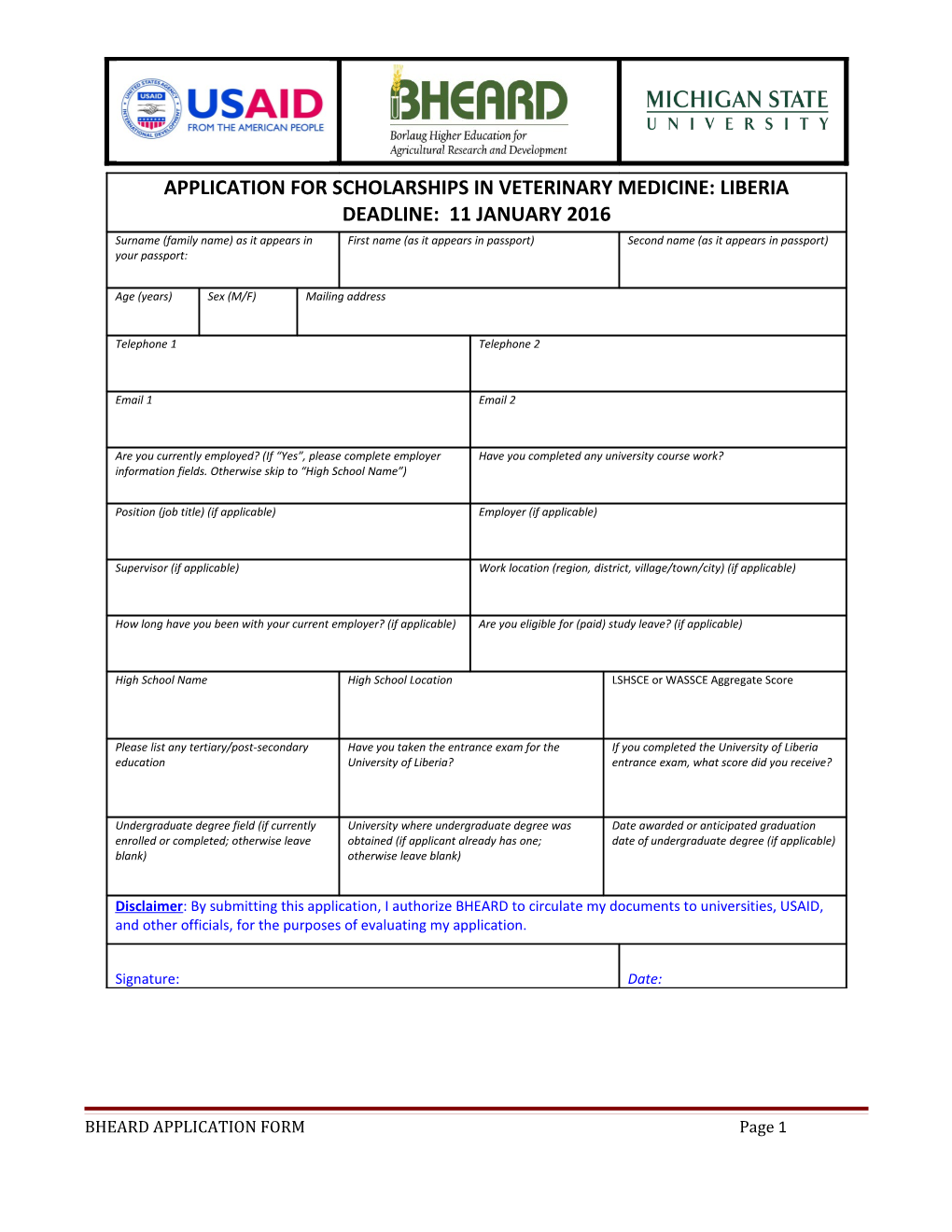 Candidate Documents Required