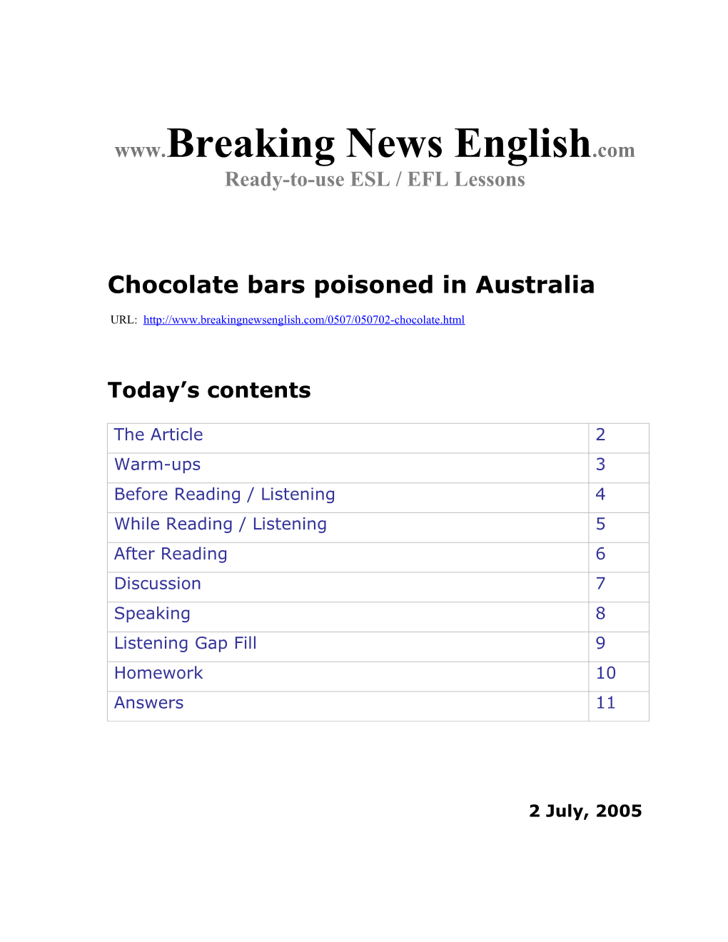 Chocolate Bars Poisoned in Australia