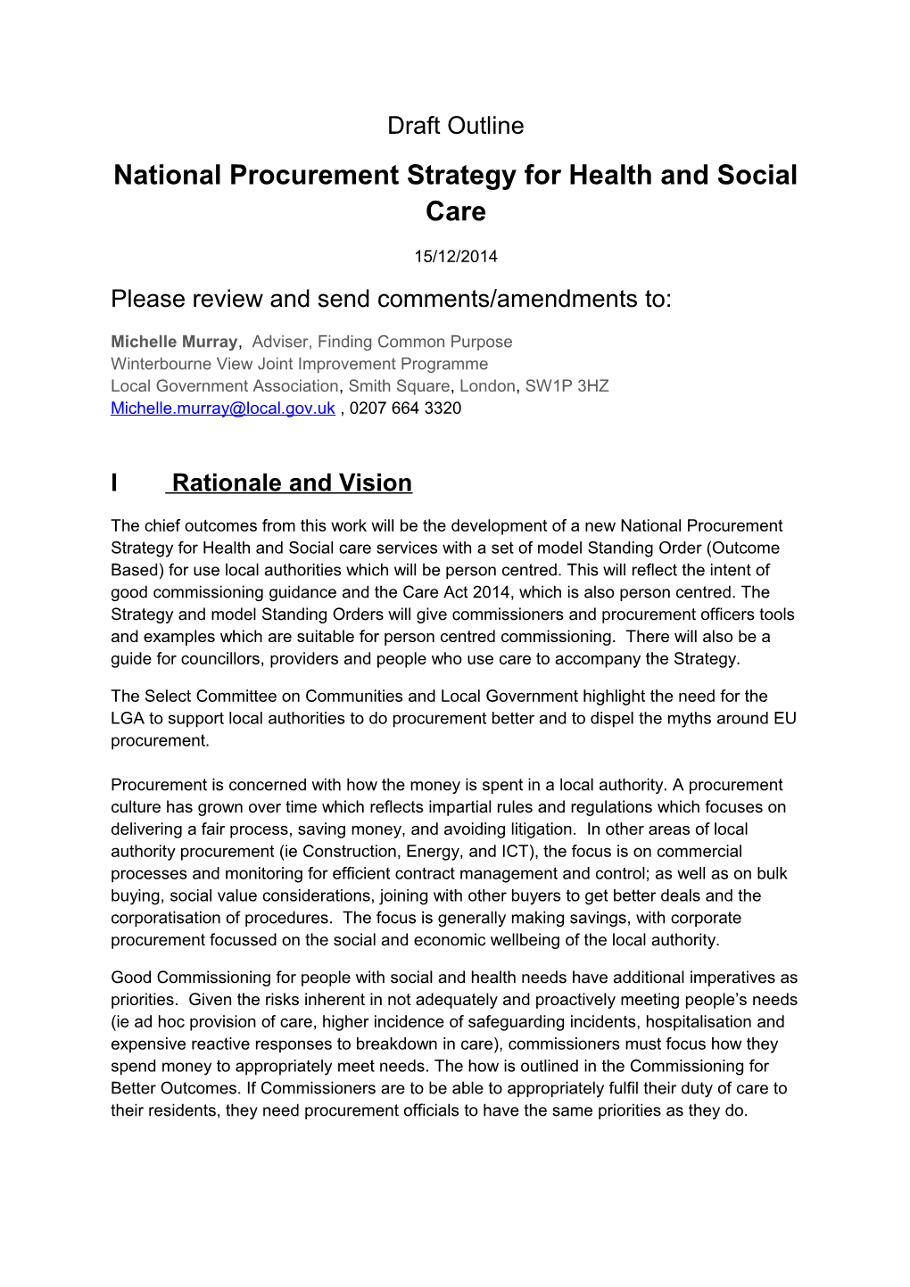 National Procurement Strategy for Health and Social Care