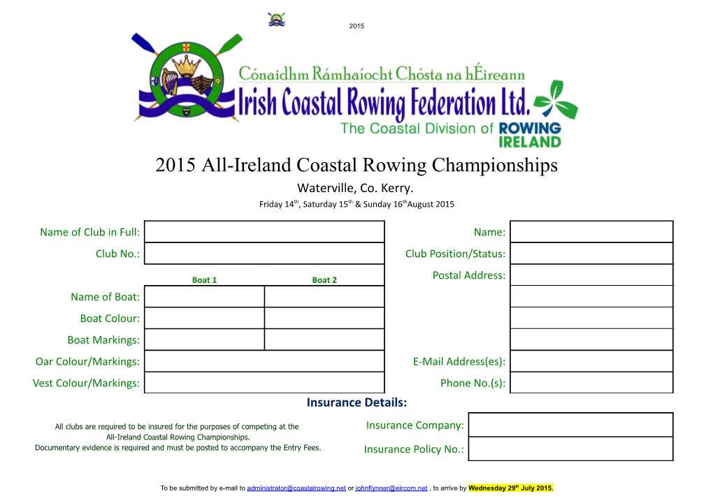 2015 All-Ireland Coastal Rowing Championships