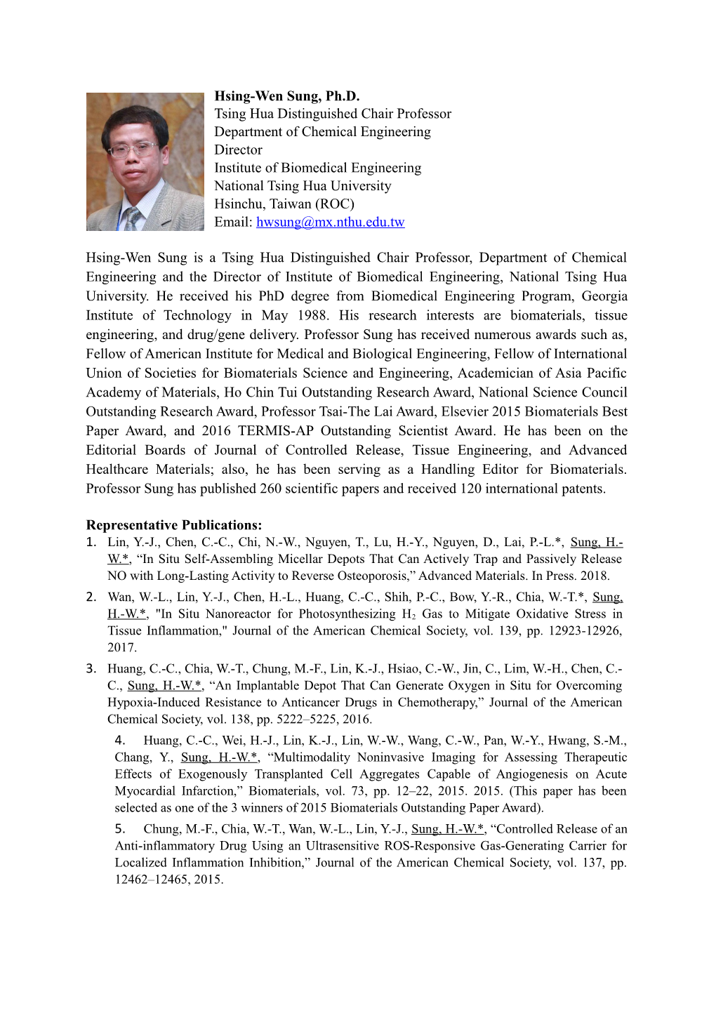 Tsing Hua Distinguished Chair Professor