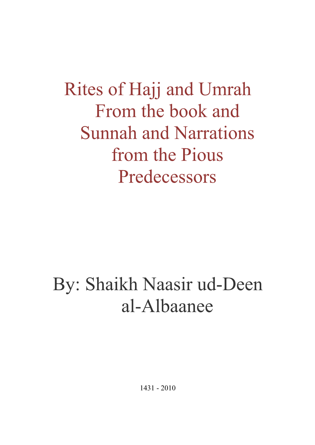 Rites of Hajj and Umrah