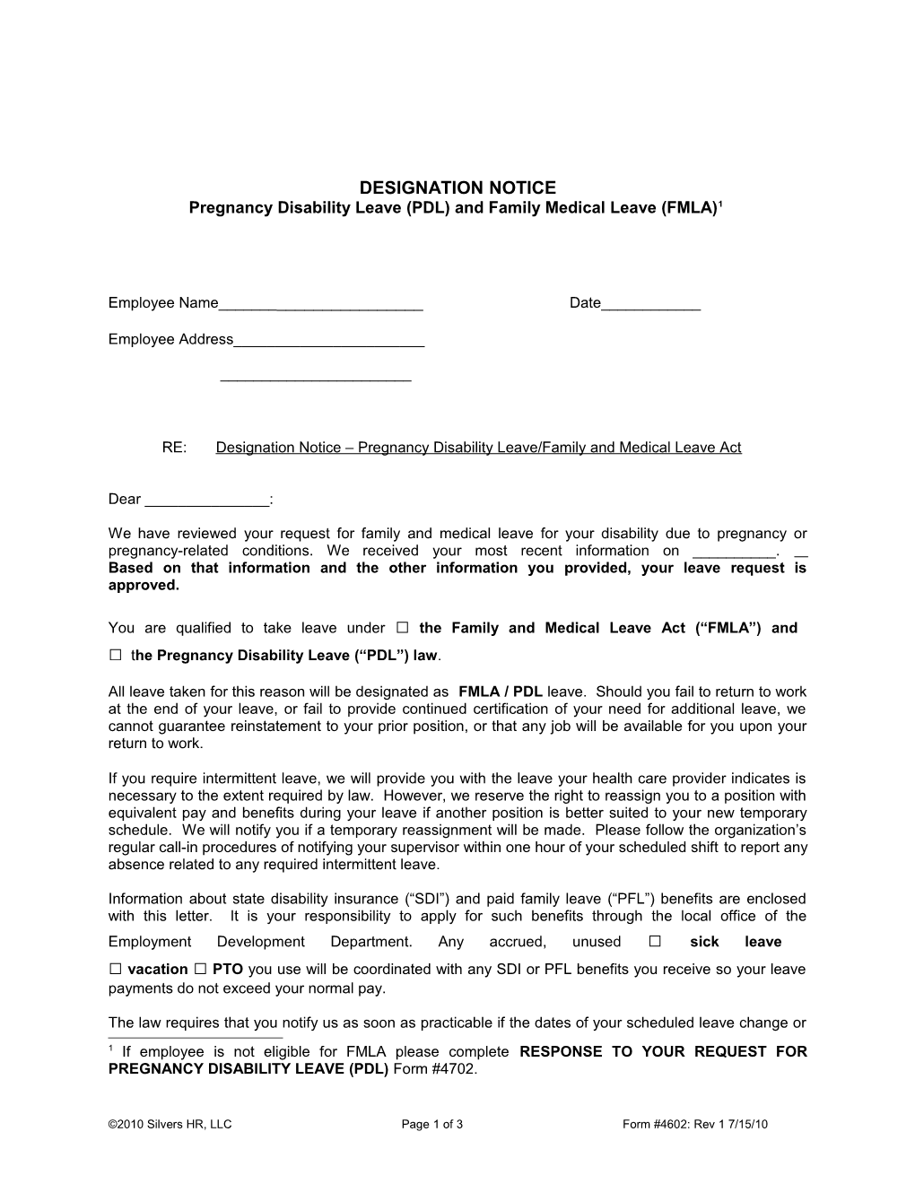 Form 6 -DESIGNATION NOTICE PDL & FMLA (00083537)