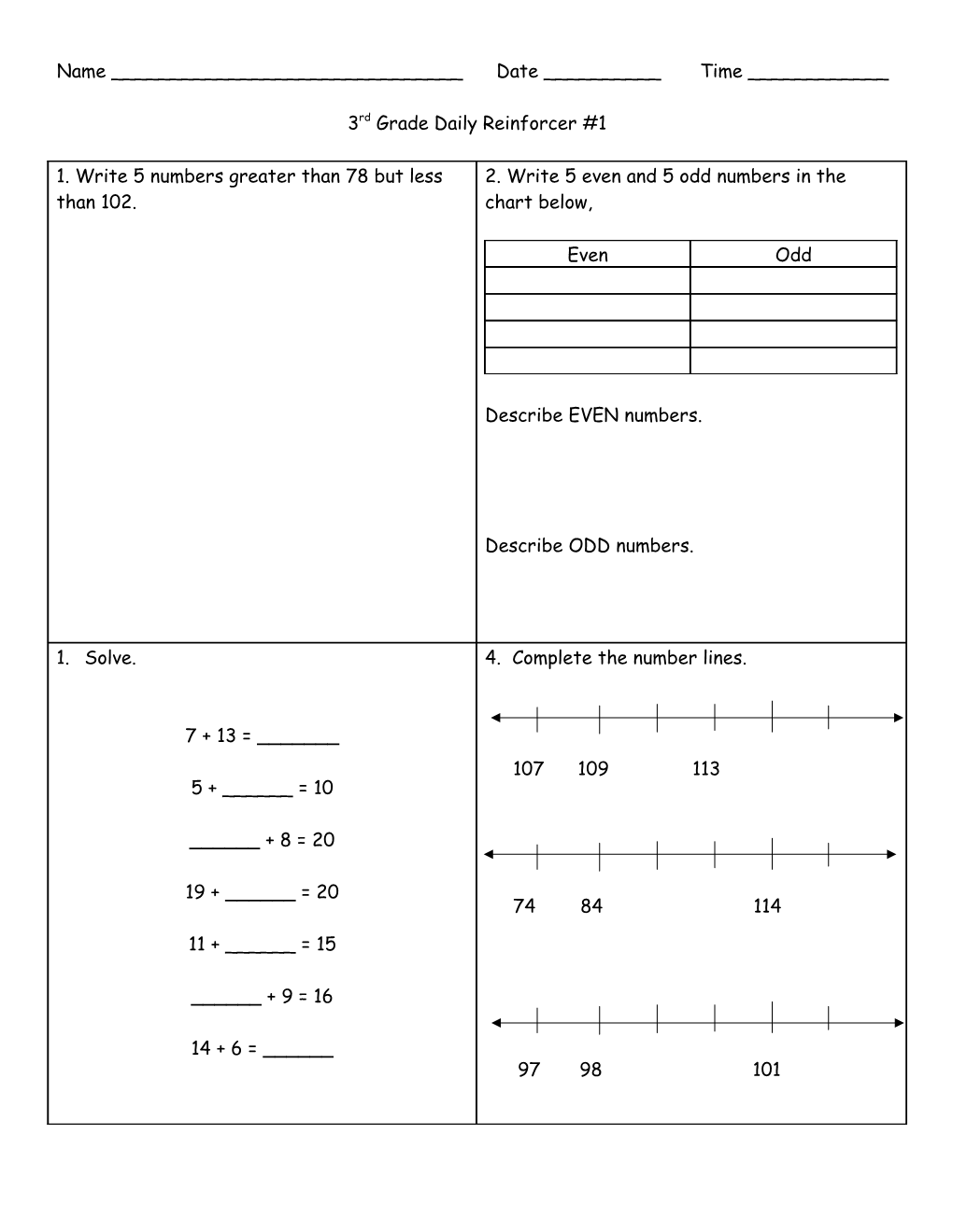 3Rd Grade Daily Reinforcer 2