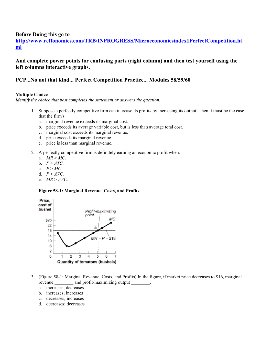 PCP No Not That Kind Perfect Competition Practice Modules 58/59/60