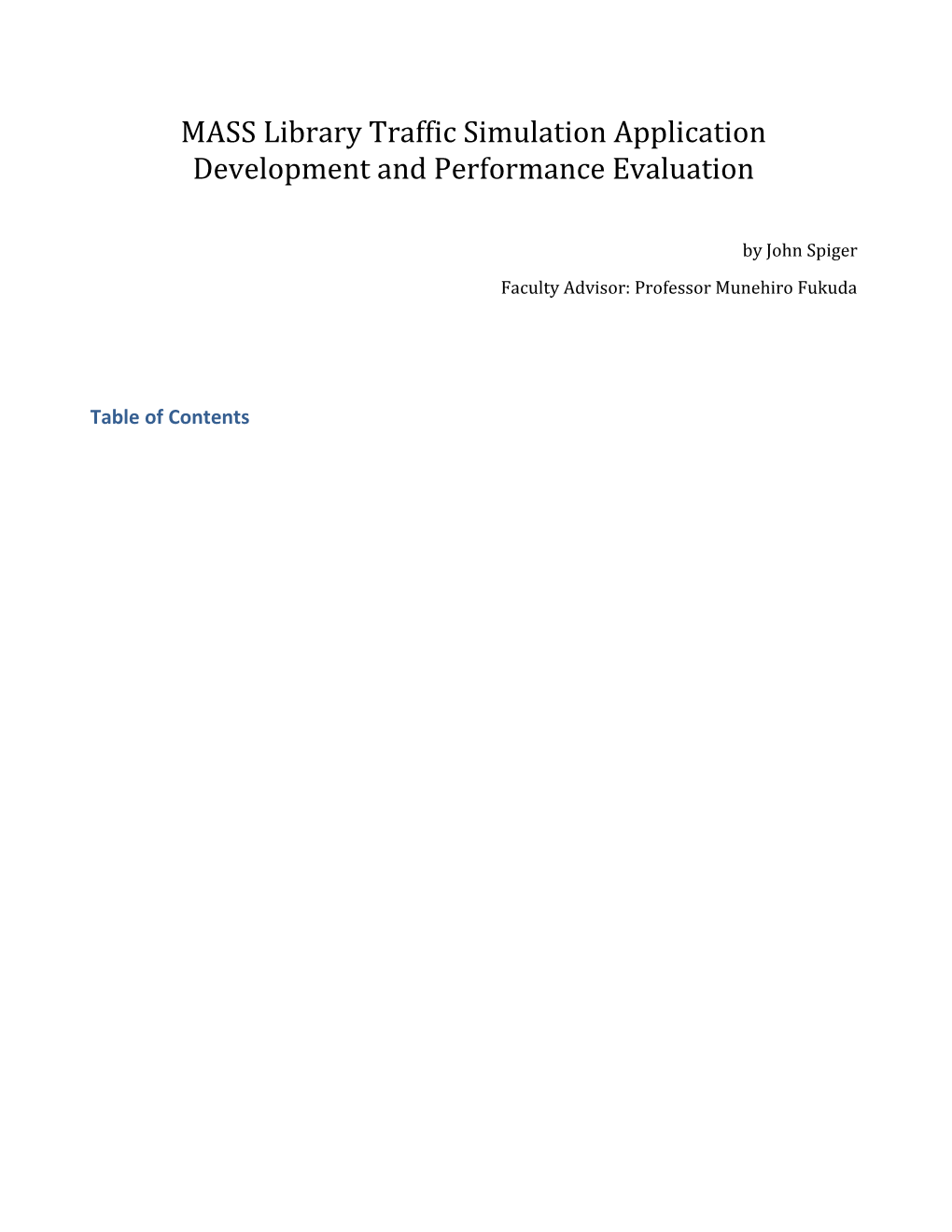 MASS Library Traffic Simulation Application Development and Performance Evaluation