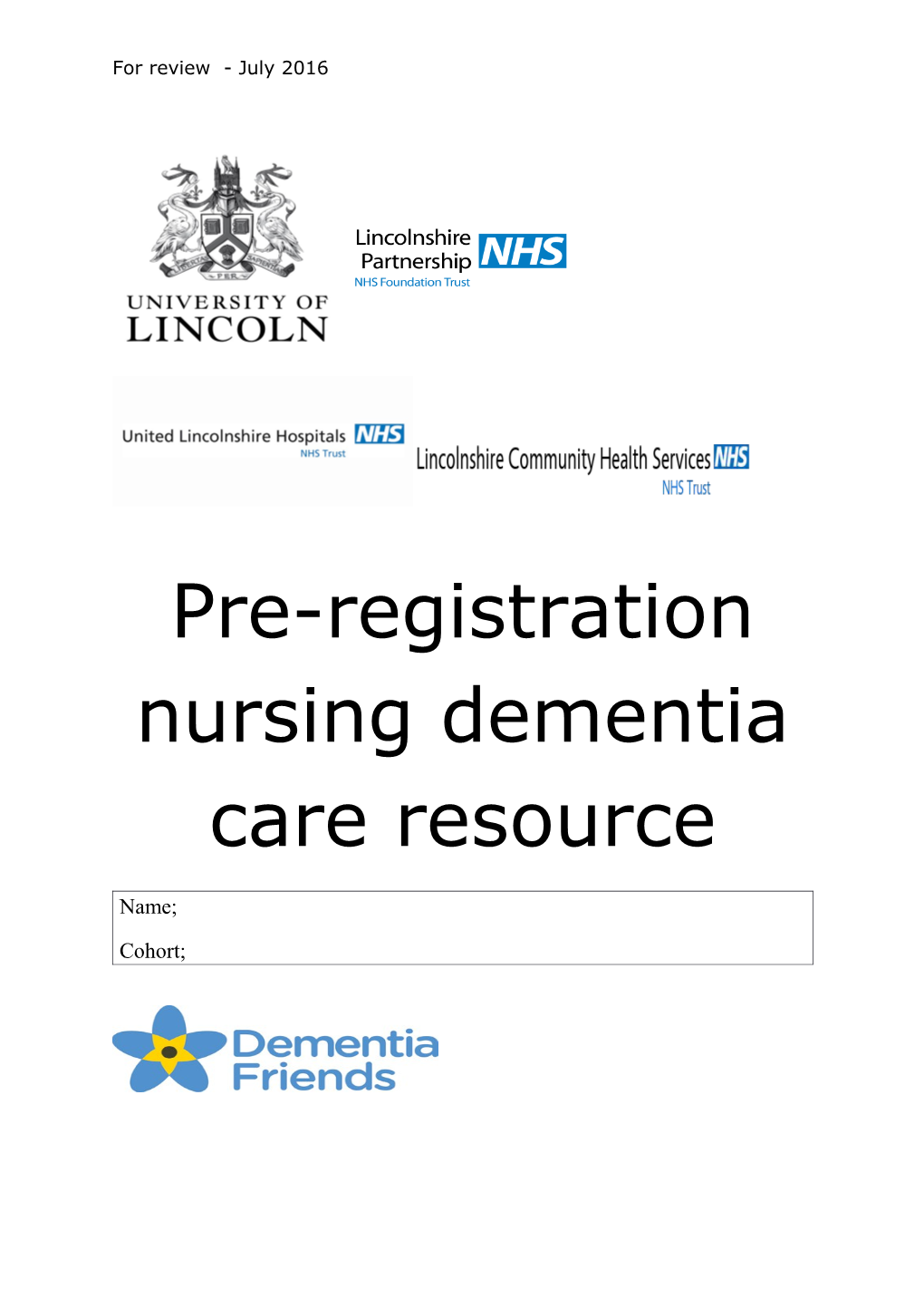 Pre-Registration Nursing Dementia Care Resource