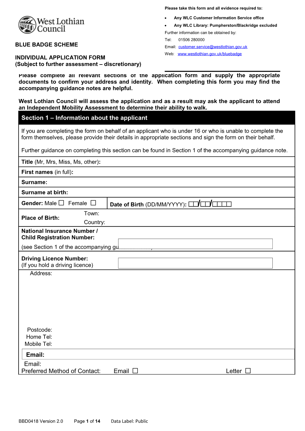 Appendix D: Model Application Form