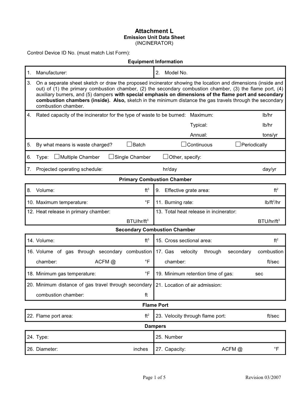 Emission Unit Data Sheet