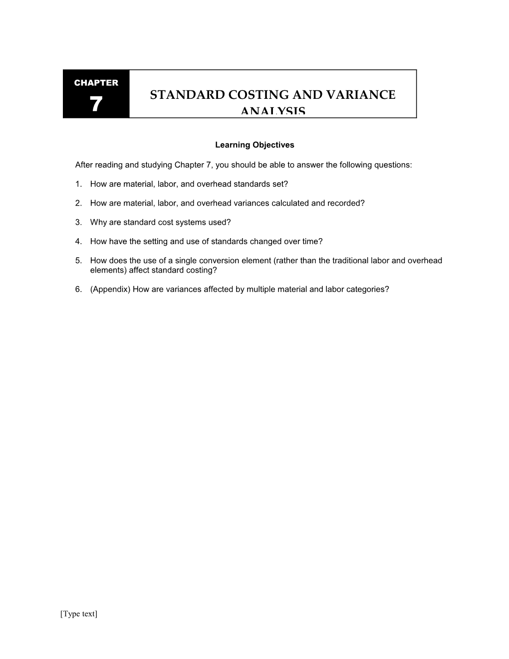 Chapter 07: Standard Costing and Variance Analysisim 1