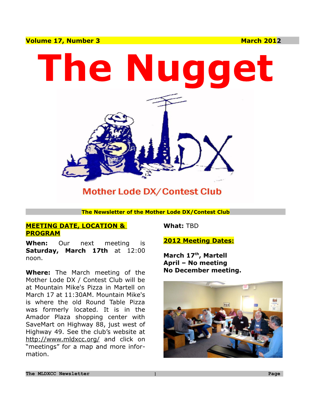 The Newsletter of the Mother Lode DX/Contest Club s3