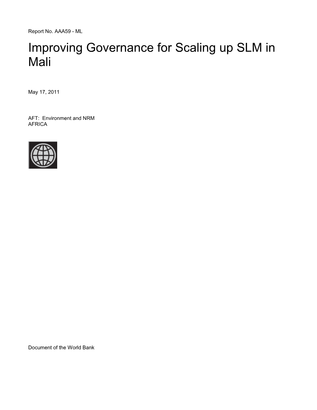 Improving Governance for Scaling up SLM in Mali