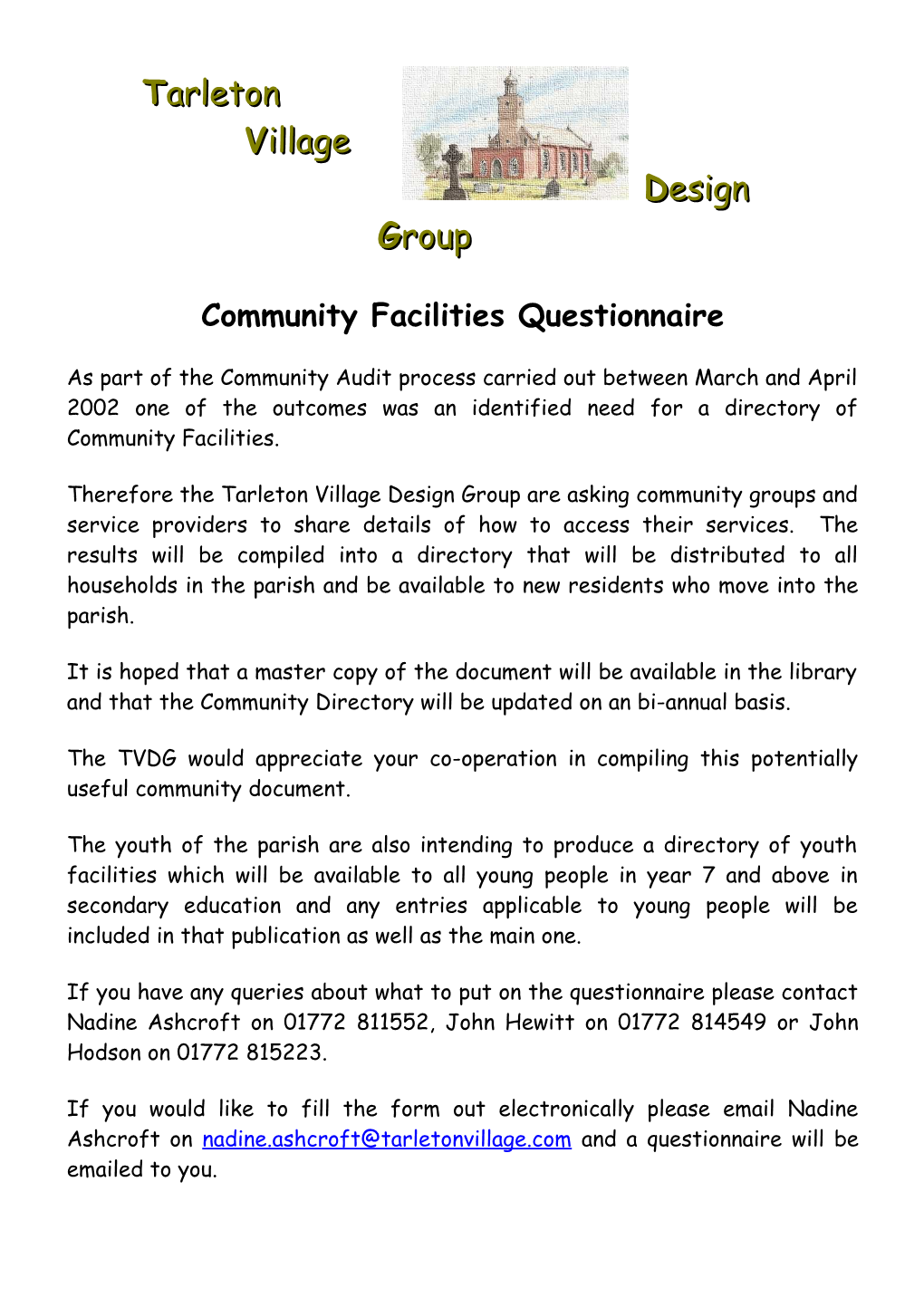 Community Facilities Questionnaire