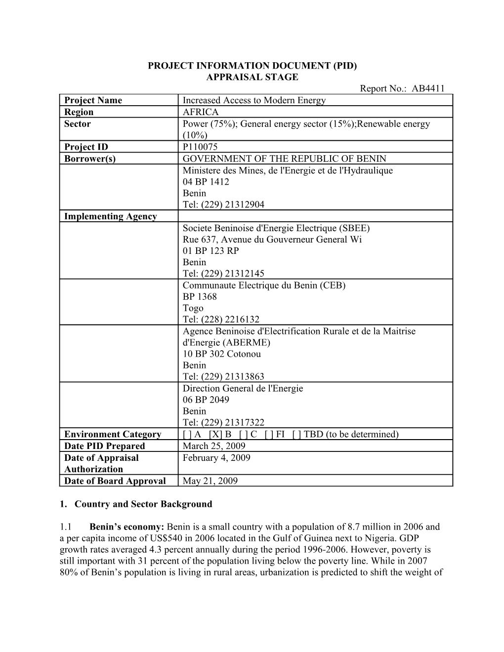 Project Information Document (Pid) s43