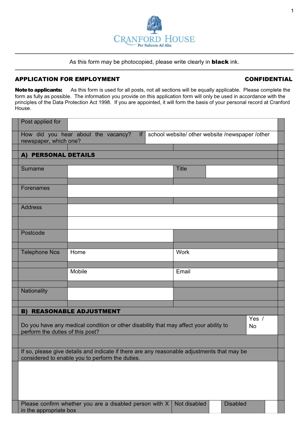 Application for Employment Confidential s2