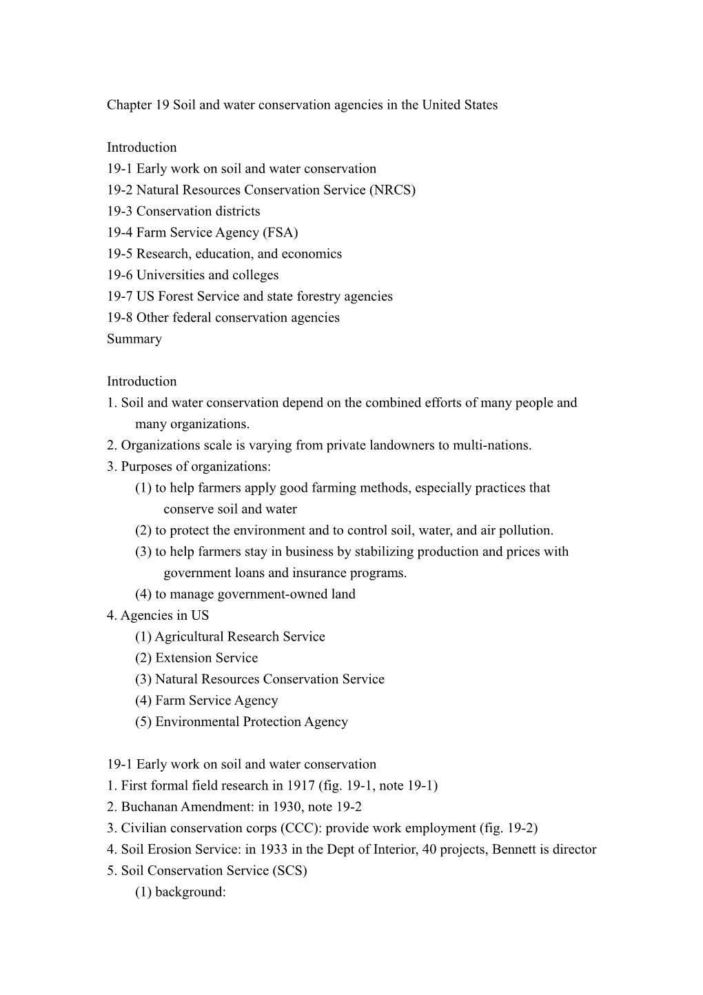 Chapter 19 Soil and Water Conservation Agencies in the United States