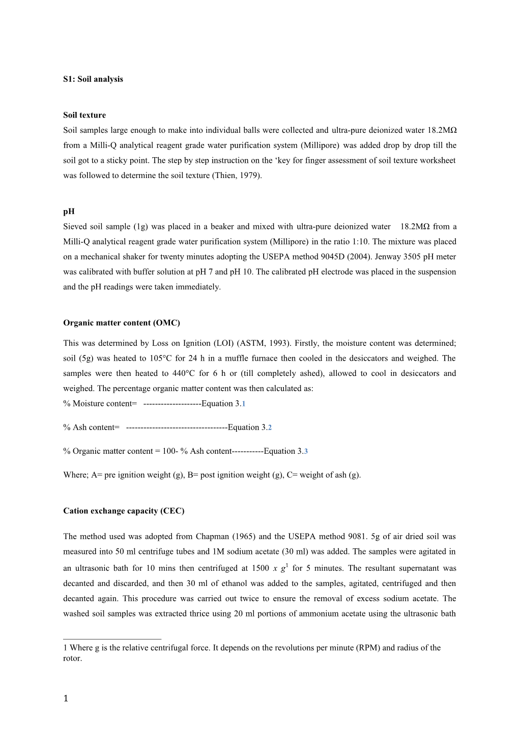 S1: Soil Analysis