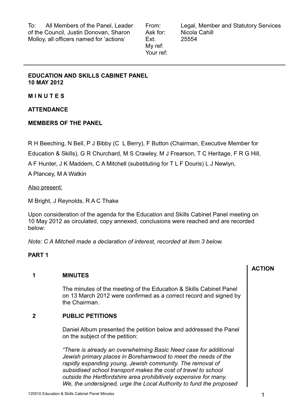 Minutes of the Meeting of the Education and Skills Cabinet Panel Held on Thursday 8 September