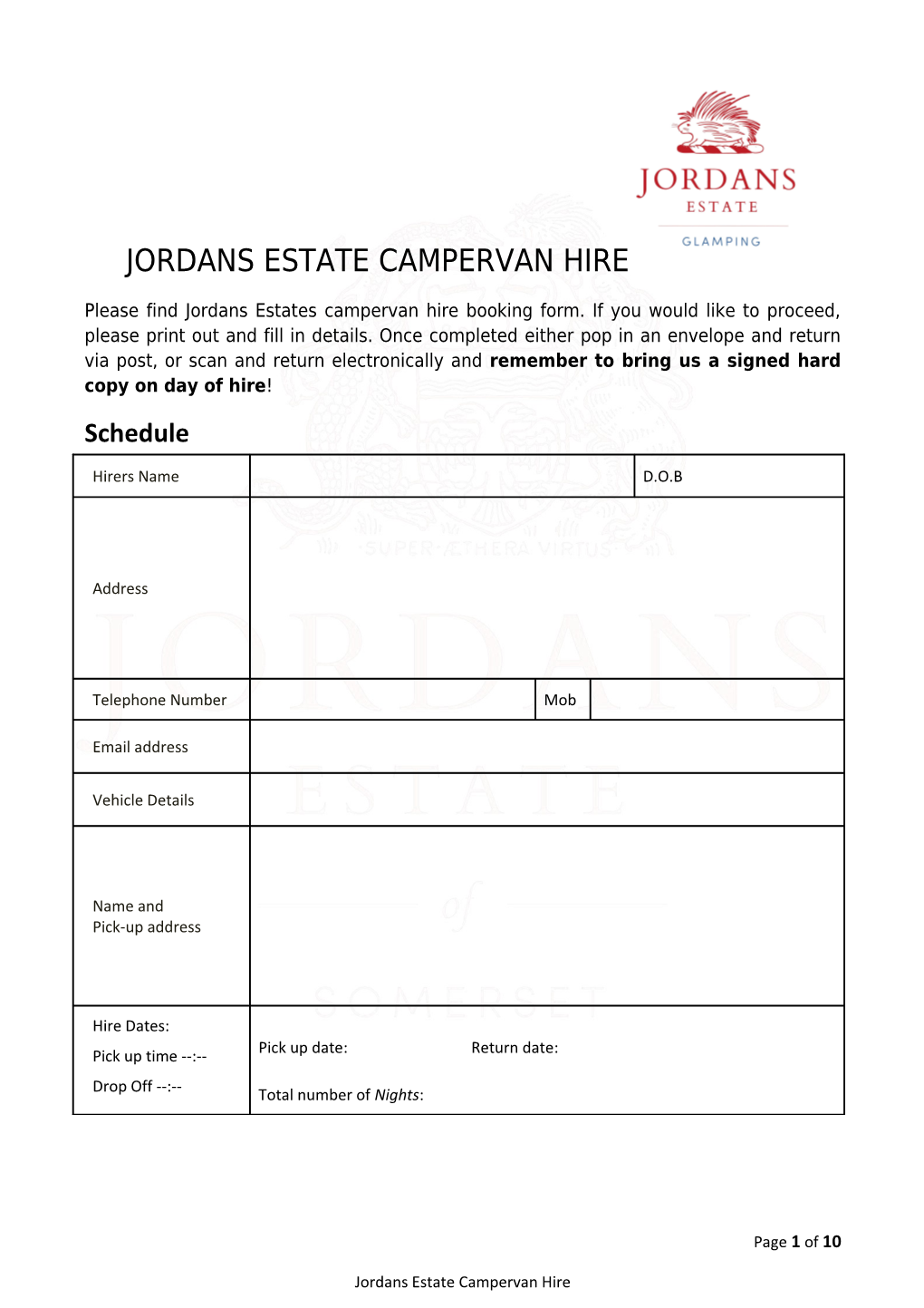 Jordans Estate Campervan Hire