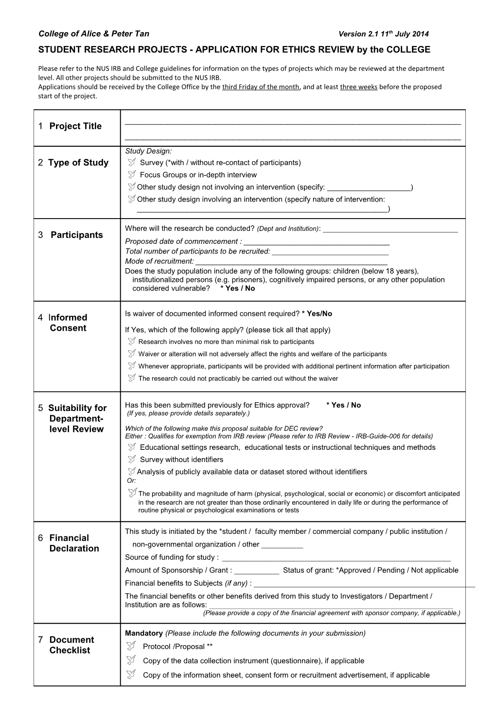 IRB Exemption Form